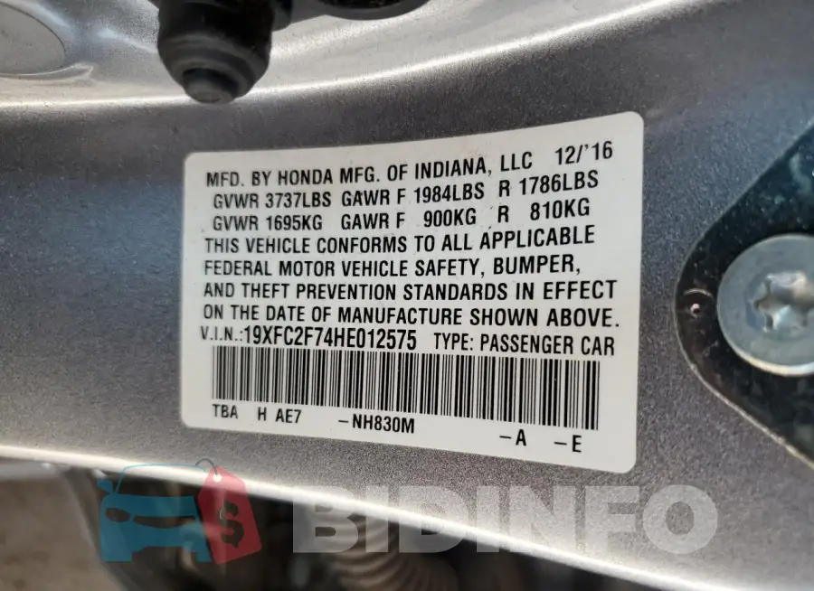 19XFC2F74HE012575 Photo# 13