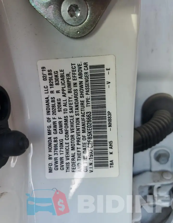 19XFC2F85KE026663 Photo# 12