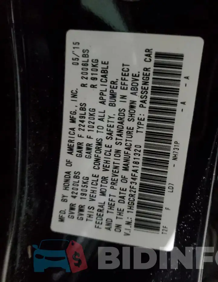 1HGCR2F34FA181320 Photo# 12