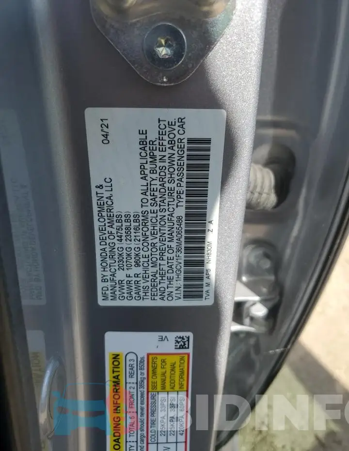 1HGCV1F36MA065488 Photo# 13