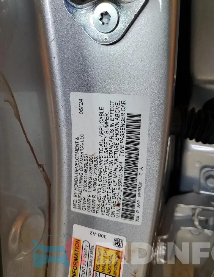 1HGCY2F56RA075444 Photo# 12
