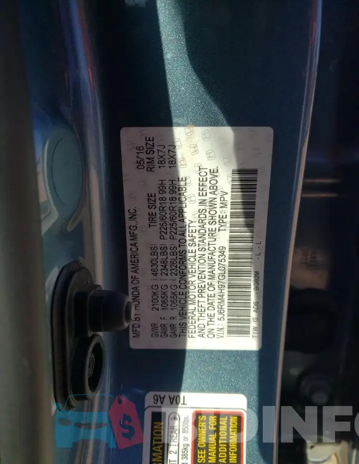 5J6RM4H97GL075349 Photo# 13