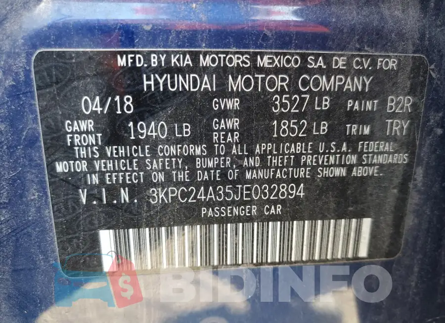 3KPC24A35JE032894 Photo# 12