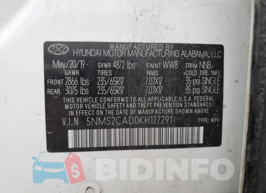 5NMS2CAD0KH127291 Photo# 13