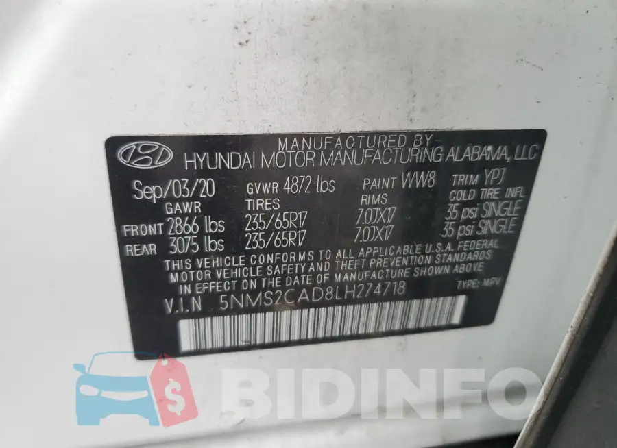 5NMS2CAD8LH274718 Photo# 12