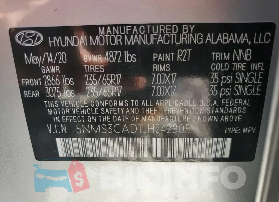 5NMS3CAD1LH242805 Photo# 13