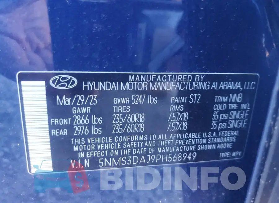 5NMS3DAJ9PH568949 Photo# 14