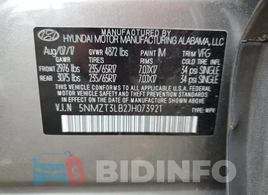 5NMZT3LB2JH073921 Photo# 14