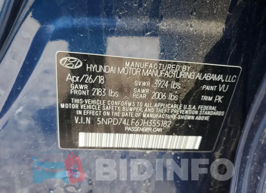 5NPD74LF6JH355182 Photo# 12