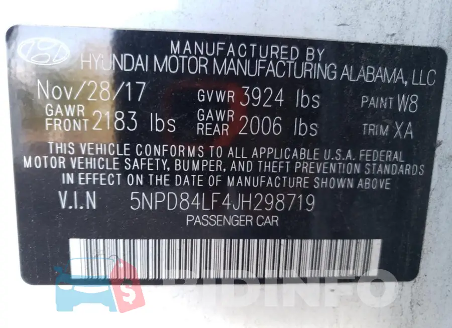 5NPD84LF4JH298719 Photo# 12