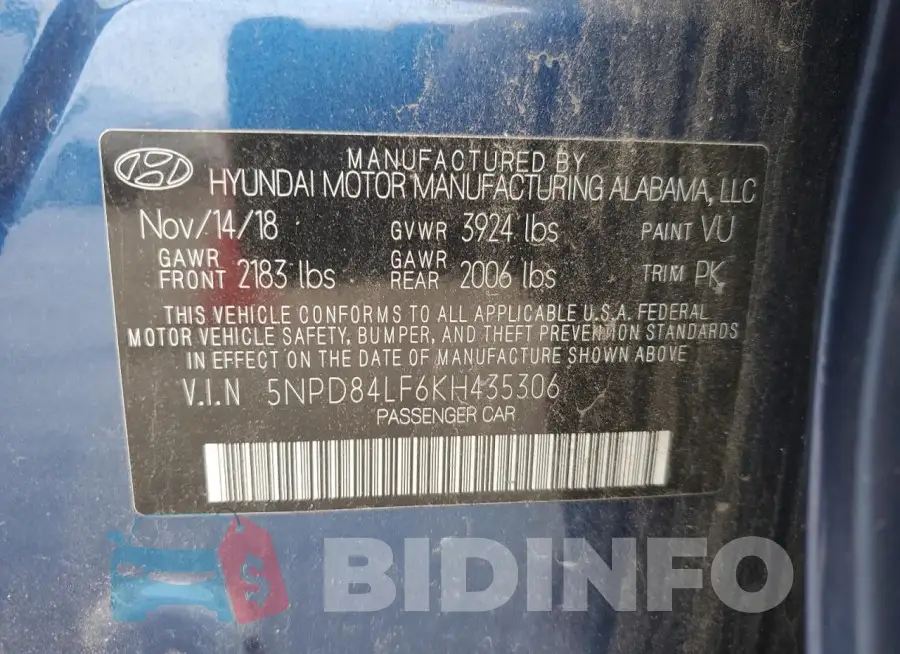 5NPD84LF6KH435306 Photo# 12