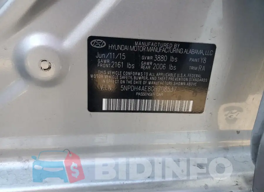5NPDH4AE8GH708537 Photo# 12