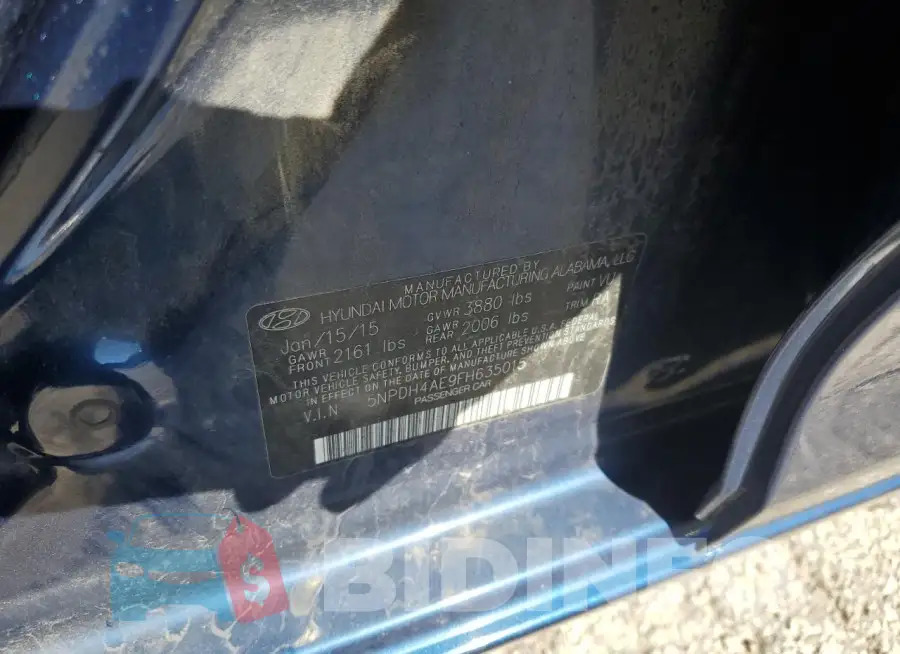 5NPDH4AE9FH635015 Photo# 12