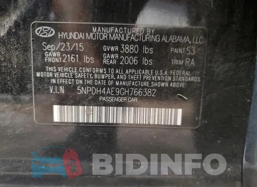 5NPDH4AE9GH766382 Photo# 12