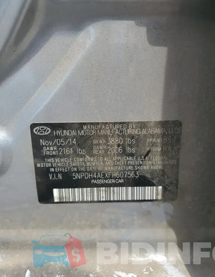 5NPDH4AEXFH607563 Photo# 13