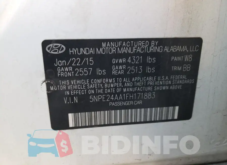 5NPE24AA1FH171883 Photo# 12