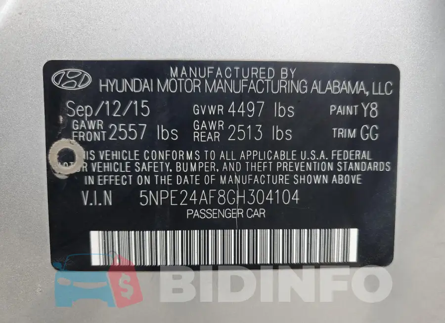 5NPE24AF8GH304104 Photo# 13