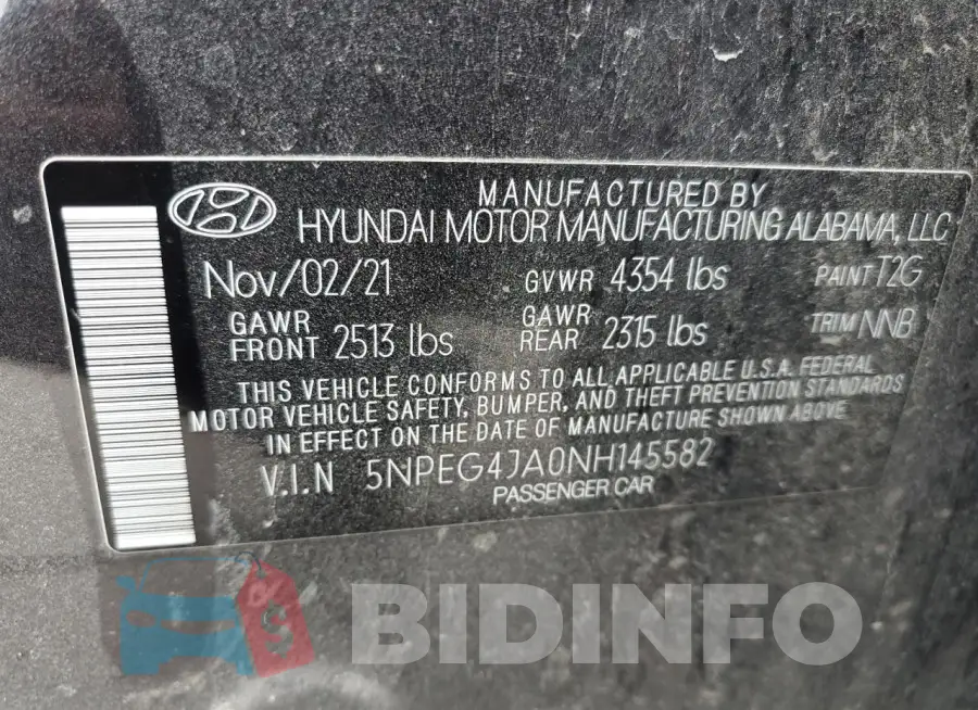 5NPEG4JA0NH145582 Photo# 12