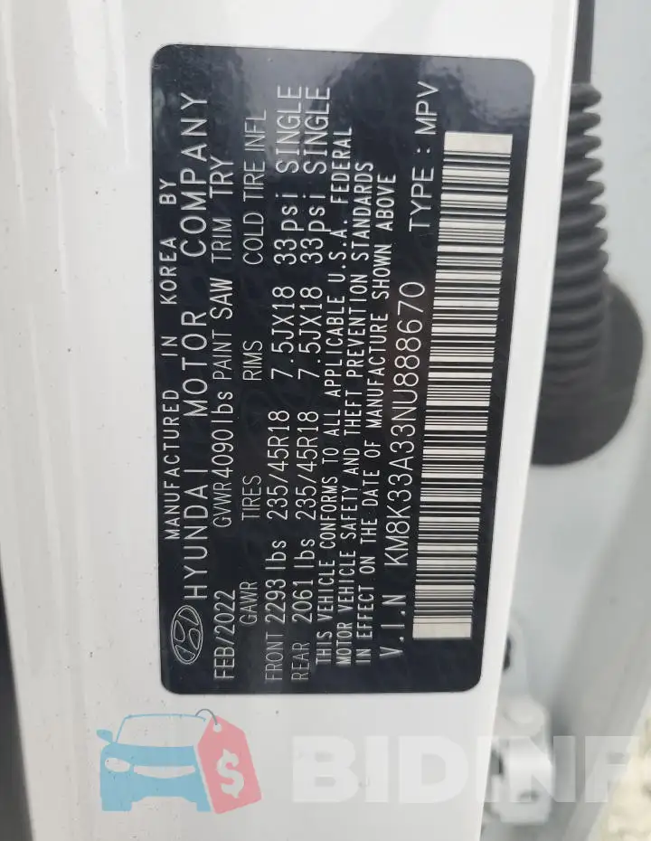 KM8K33A33NU888670 Photo# 13