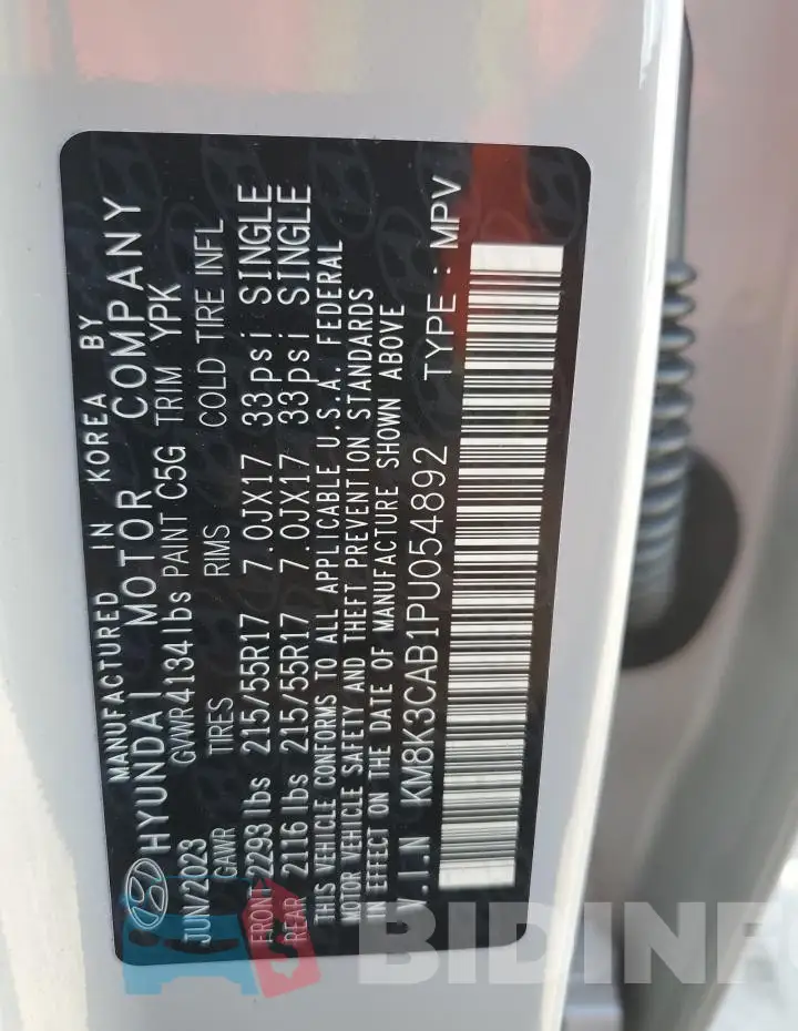 KM8K3CAB1PU054892 Photo# 13