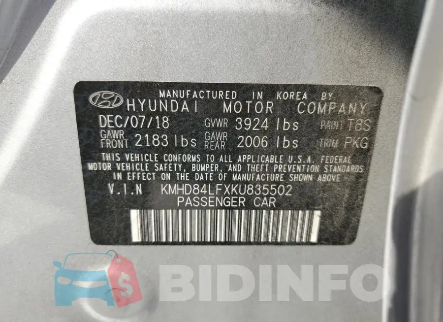 KMHD84LFXKU835502 Photo# 12