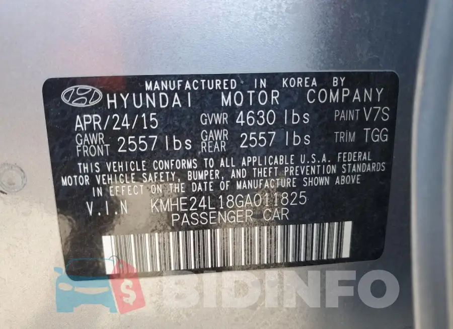 KMHE24L18GA011825 Photo# 12