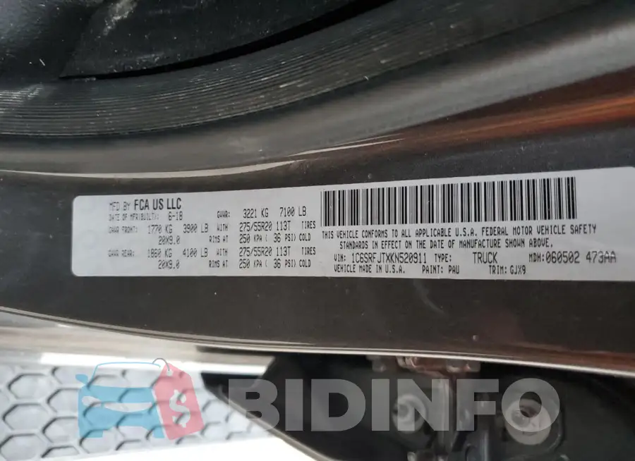 1C6SRFJTXKN520911 Photo# 12