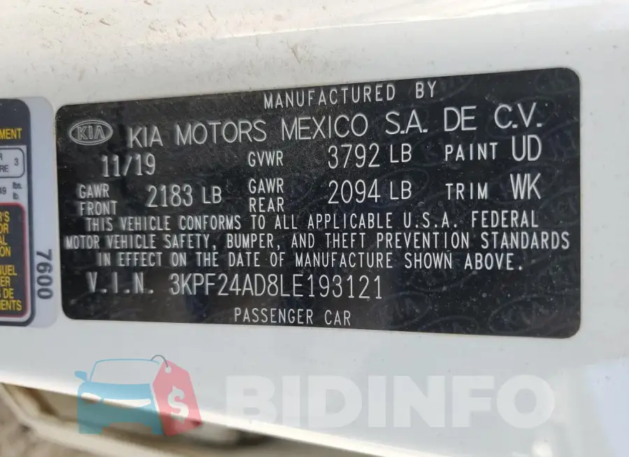 3KPF24AD8LE193121 Photo# 12