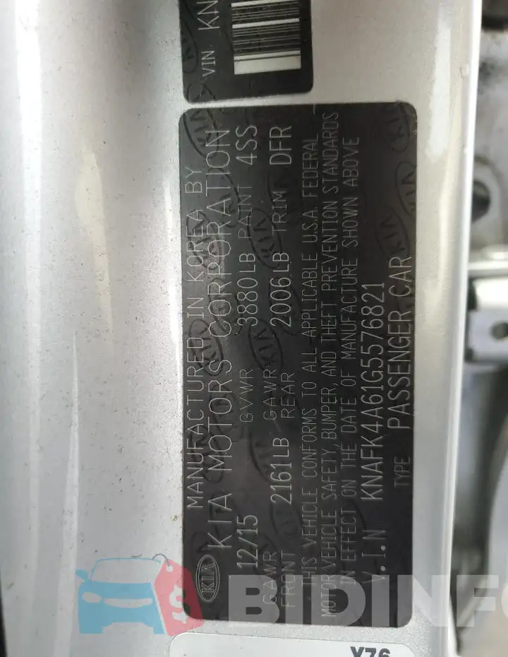 KNAFK4A61G5576821 Photo# 12