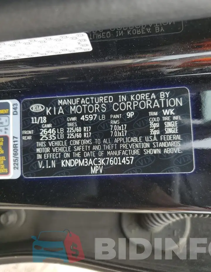 KNDPM3AC3K7601457 Photo# 14
