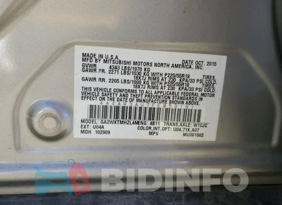 4A4AR3AU7FE059161 Photo# 13