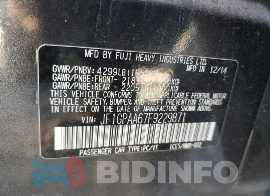 JF1GPAA67F9229871 Photo# 13