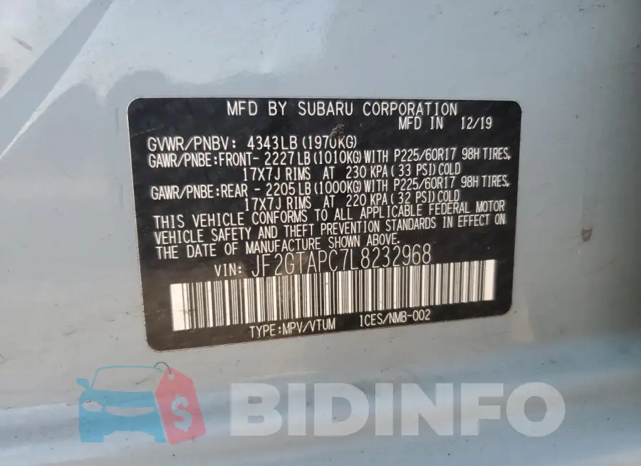 JF2GTAPC7L8232968 Photo# 13