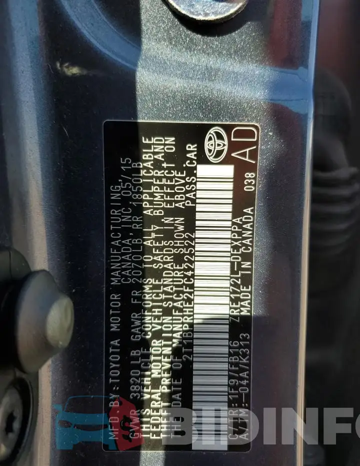 2T1BPRHE2FC422522 Photo# 12