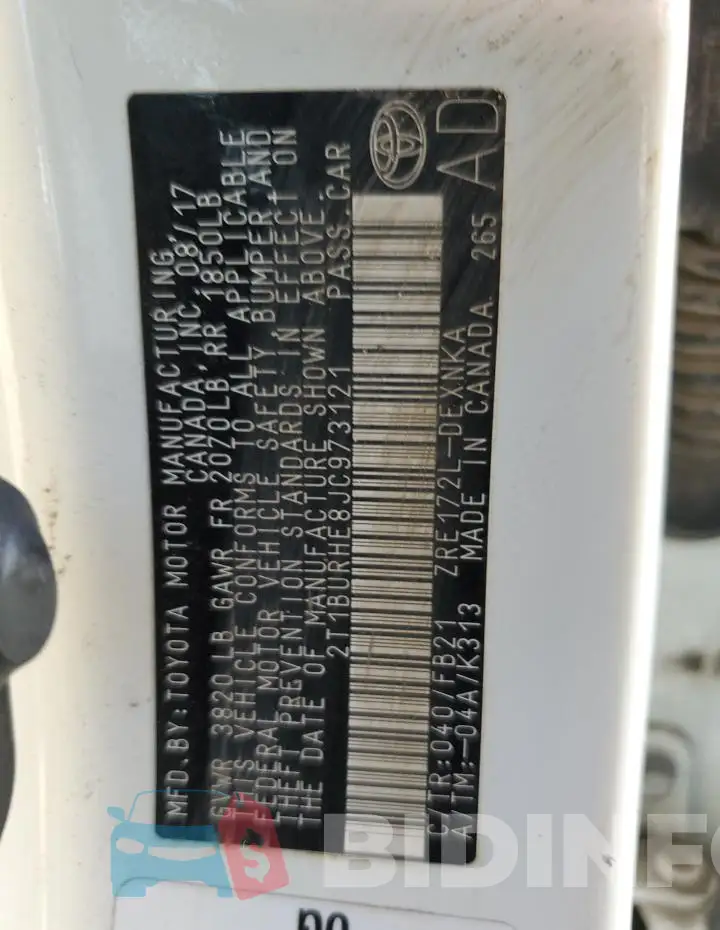 2T1BURHE8JC973121 Photo# 13