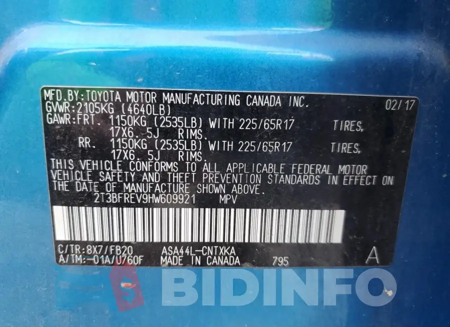 2T3BFREV9HW609921 Photo# 13