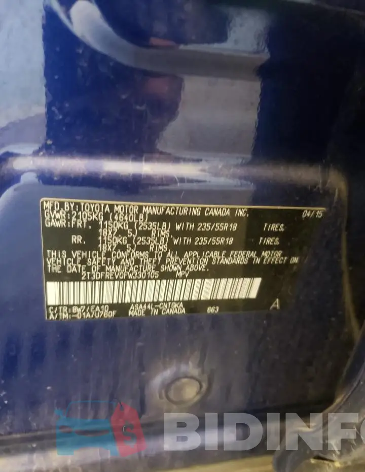 2T3DFREV0FW330105 Photo# 13