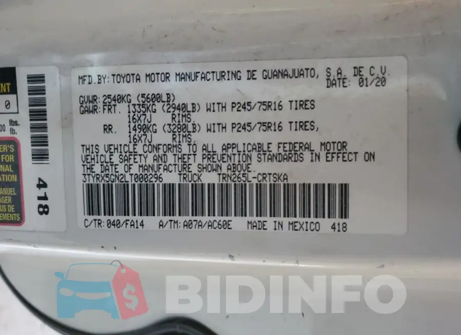 3TYRX5GN2LT000296 Photo# 12
