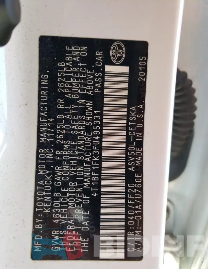4T1BF1FK3FU495331 Photo# 12