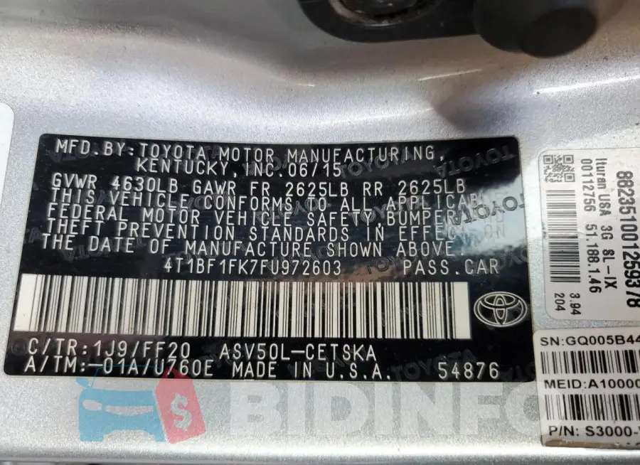 4T1BF1FK7FU972603 Photo# 13