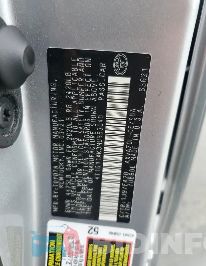 4T1G11AK3MU563040 Photo# 12