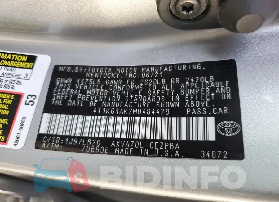4T1K61AK7MU484479 Photo# 13