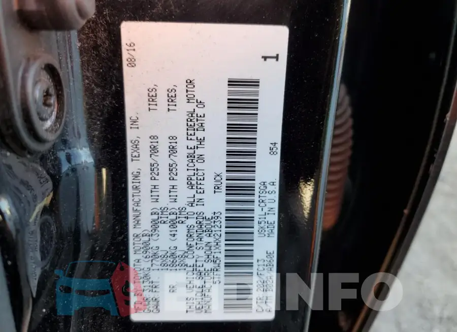 5TFRW5F1XHX212393 Photo# 12