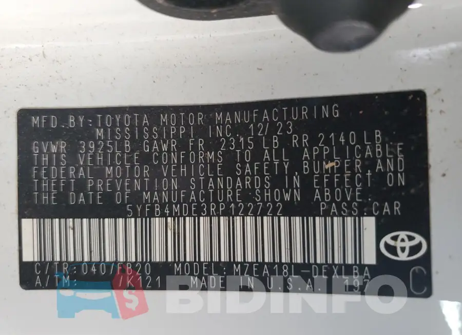 5YFB4MDE3RP122722 Photo# 12
