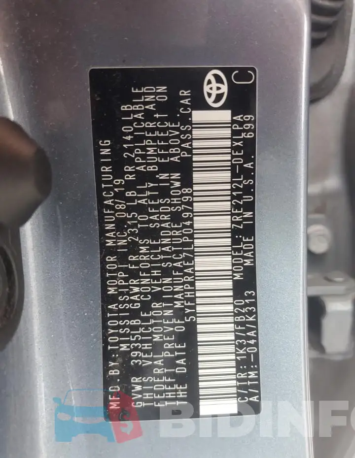 5YFHPRAE7LP049798 Photo# 12