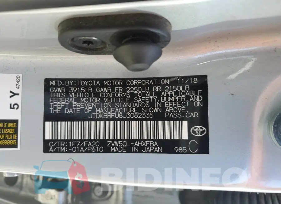 JTDKBRFU8J3082335 Photo# 12