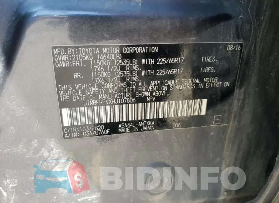 JTMBFREVXHJ107806 Photo# 14