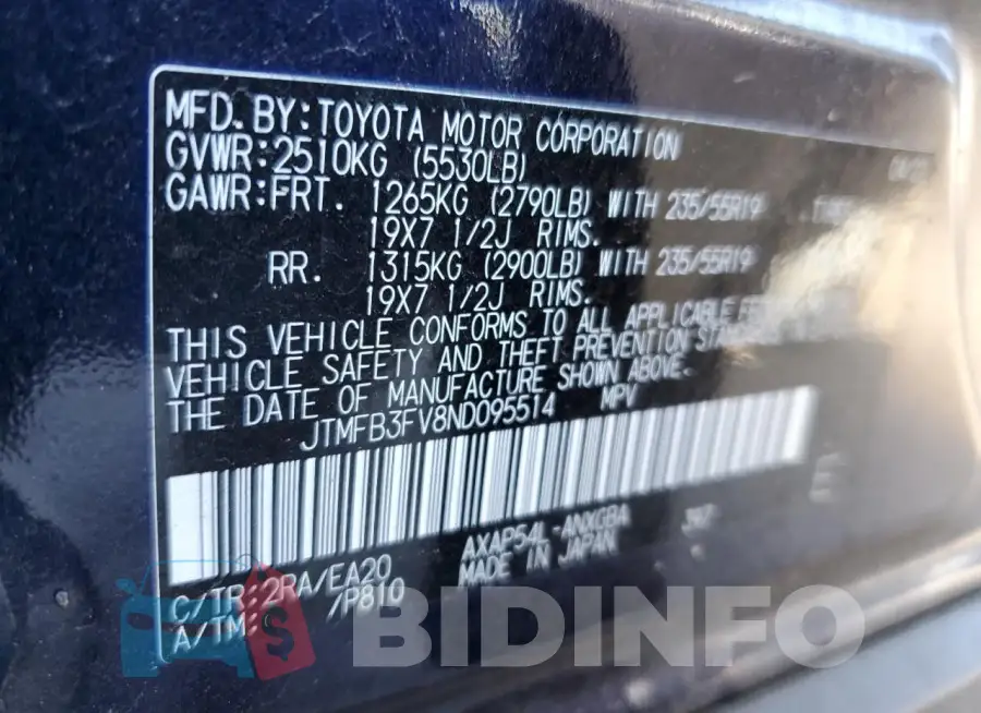 JTMFB3FV8ND095514 Photo# 13