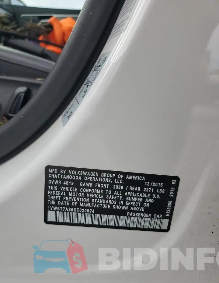 1VWBT7A36GC020874 Photo# 13