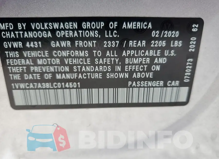 1VWCA7A38LC014501 Photo# 13